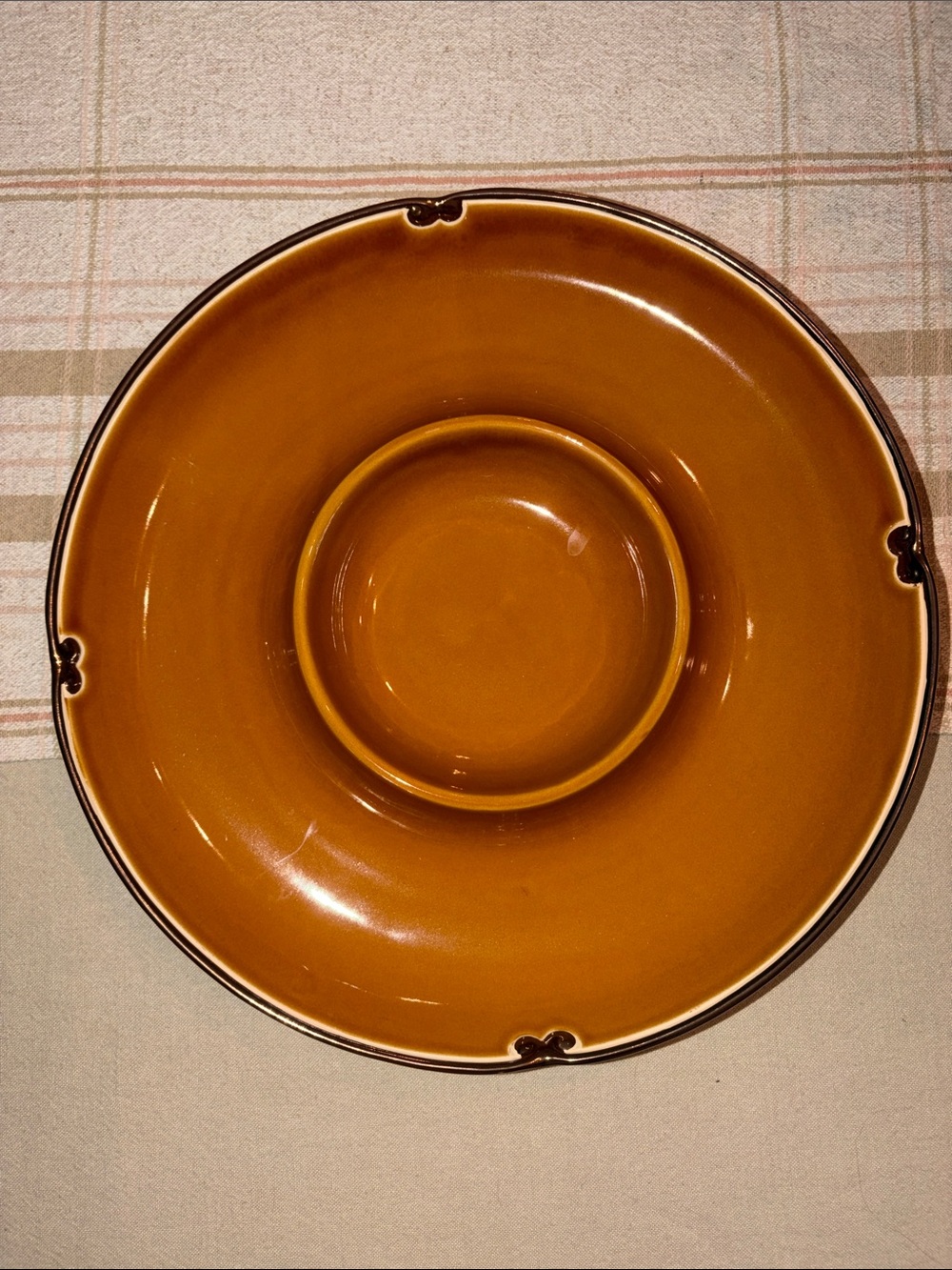 Rustic Brown Ceramic Chip & Dip Serving Platter